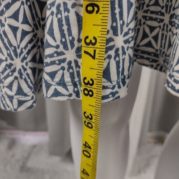 Loft Women's Blue White Geometric Print Short Sleeve Crew Neck Mini Dress Size 6 - Picture 6 of 10